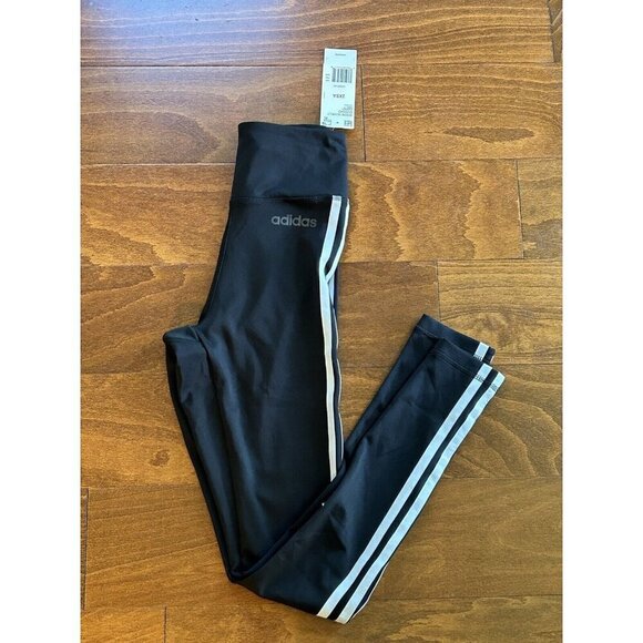 Adidas 3 Stripes Design 2 Move Climate Black Legging Tight DU2040  NWT 2XS (XXS) - Picture 2 of 9